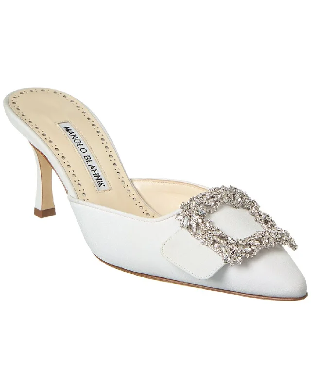 Manolo Blahnik Maysale Jewel 70 Crepe De Chine Mule