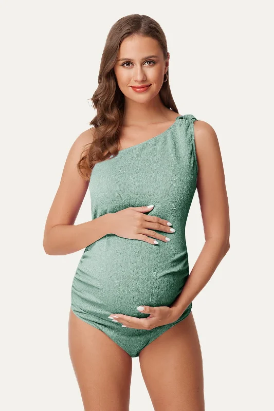 Maternity One Shoulder Ring Linked Swimsuit | One Piece Bathing Suit