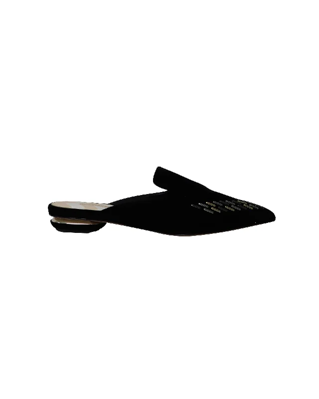 Nicholas Kirkwood Beya Flat Mules in Black Velvet