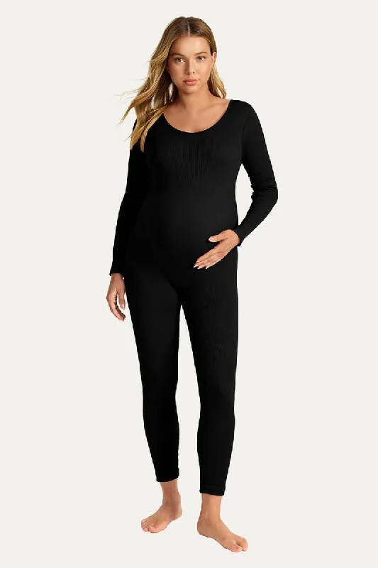 Ribbed Long Sleeve Maternity Shapewear Jumpsuit