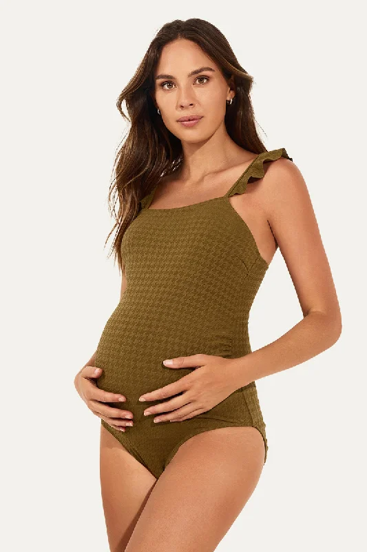 Ruffle Strap Maternity One-Piece Swimsuit