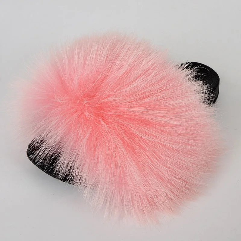 Sexy Summer Indoor Casual Synthetic Big Fur House Slippers for Women