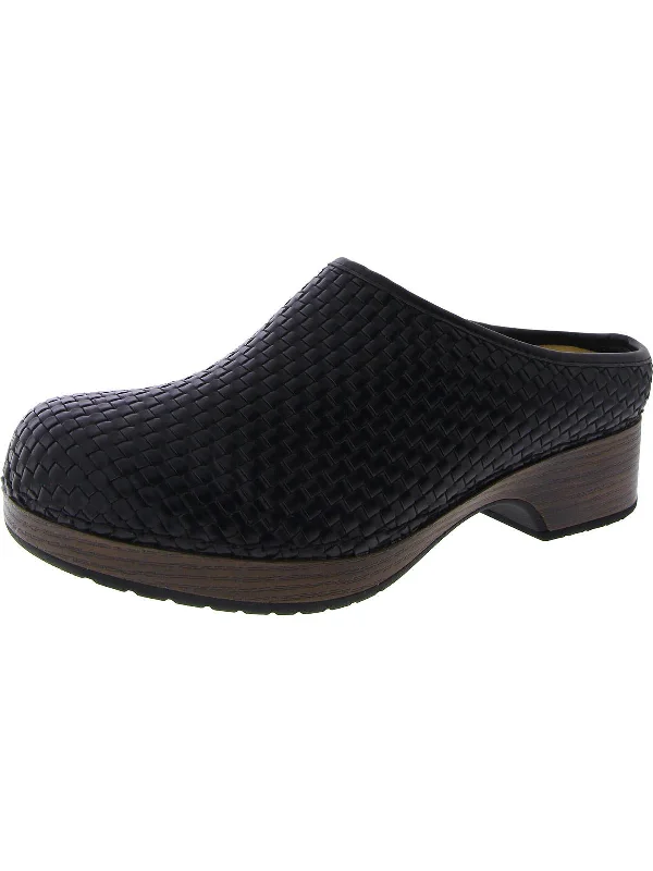 Soleia Womens Faux Leather Woven Clogs