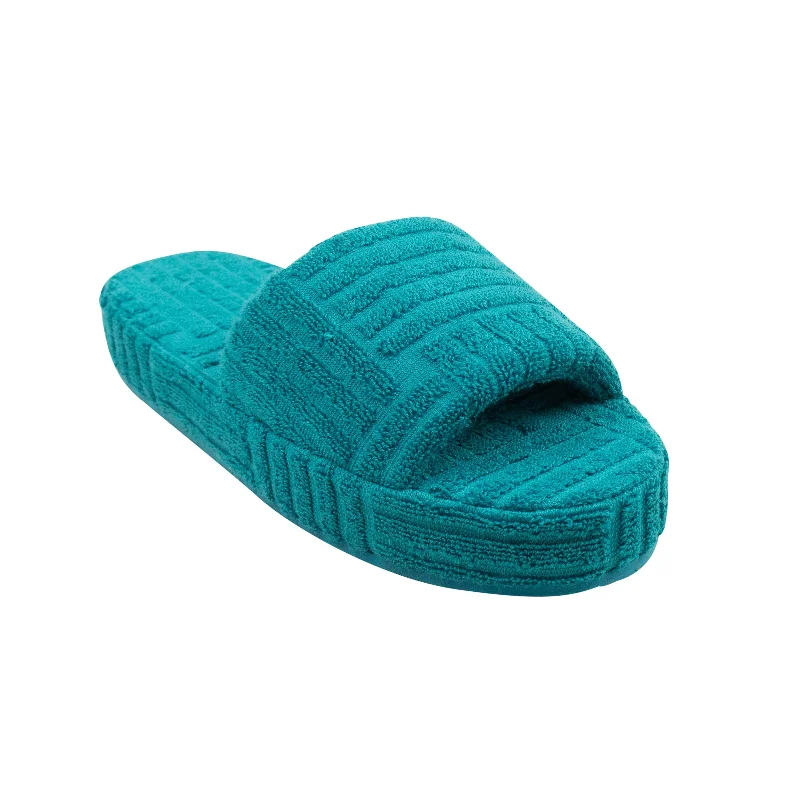 Teal Resort Geometric Sponge Slides Slippers