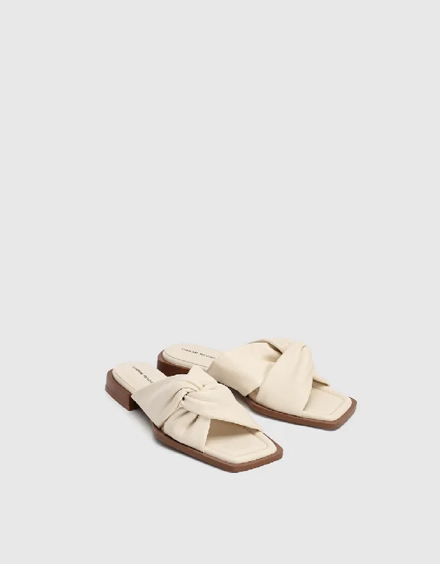 Vegan Leather Square Toe Slippers