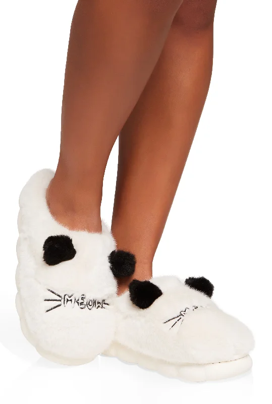 Meow Faux Fur Slippers