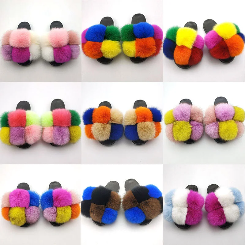 Wholesale MIX COLOR FULL  fur slippers (FR8019)