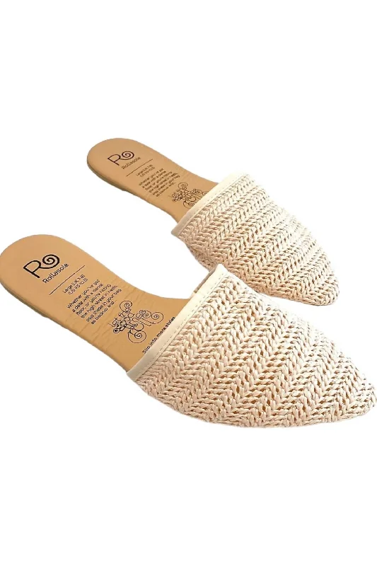 Women's Crochet Mules In Beige