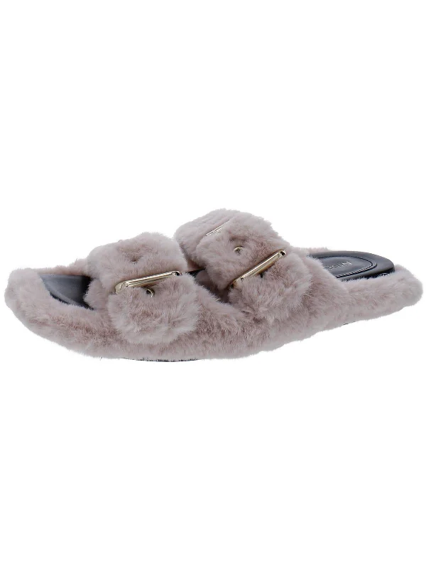 Womens Faux Fur Cozy Slide Slippers