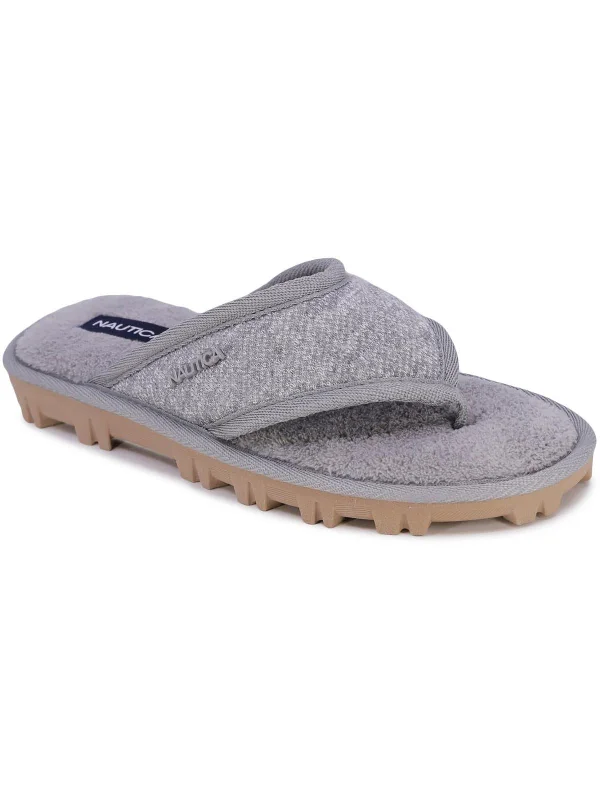 Womens Plush Slip On Thong Slippers