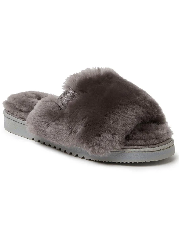 Womens Shearling Slip On Slide Slippers