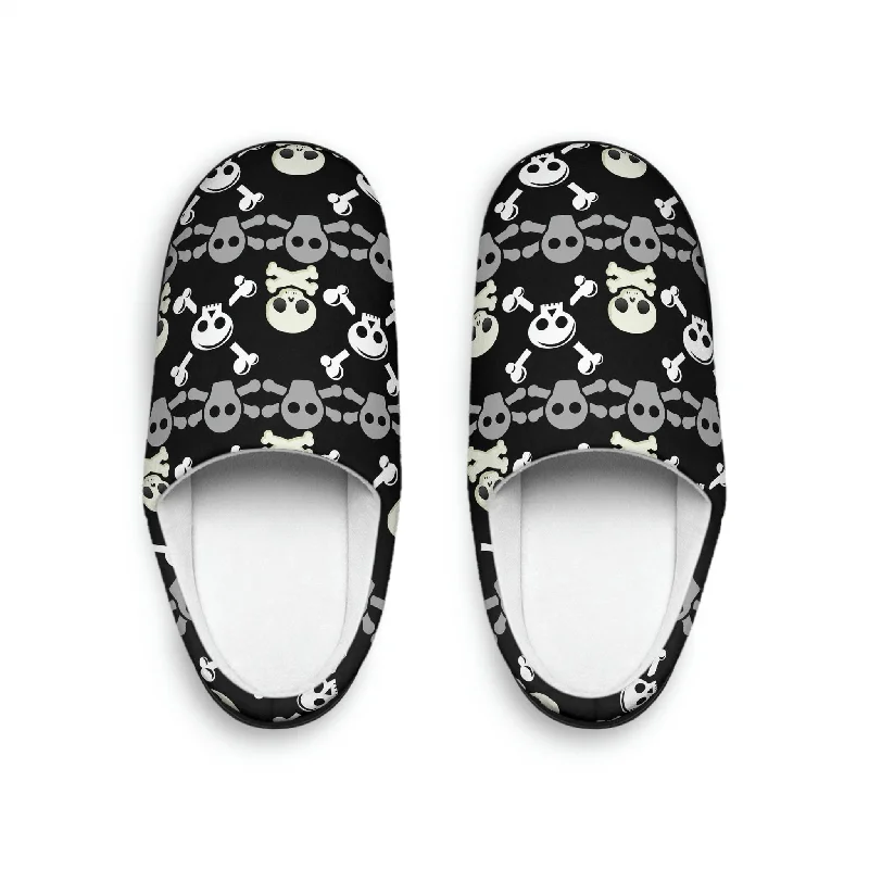 Women's Skull Crossbones Black Slippers