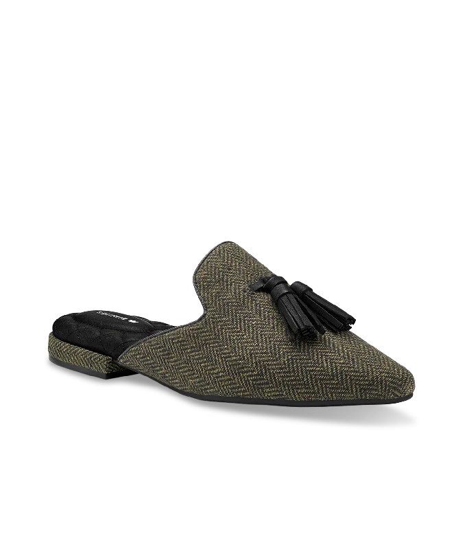 The Dove - Olive Herringbone Tassel