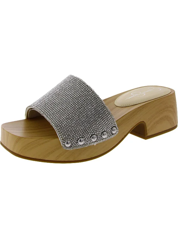 Womens Textured Studded Clogs