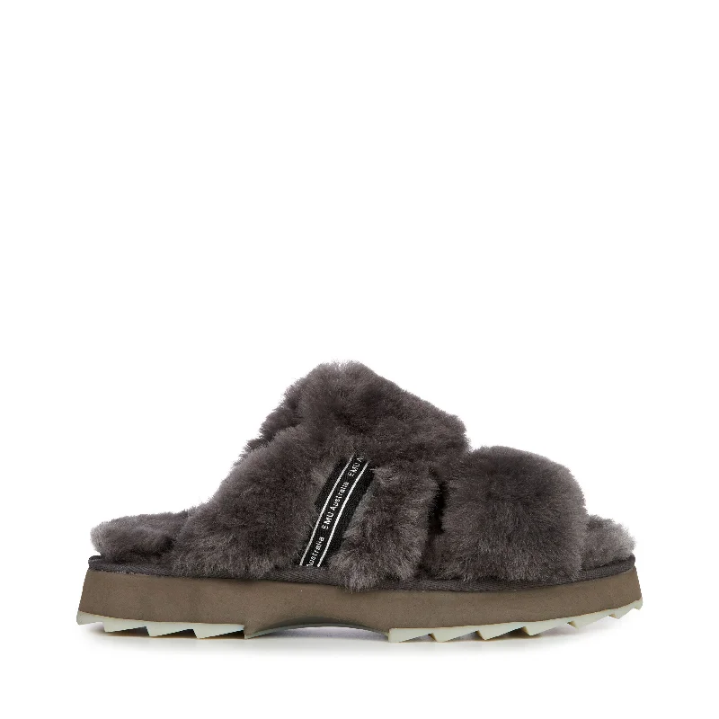 Womens Wobbegong Slippers - Charcoal