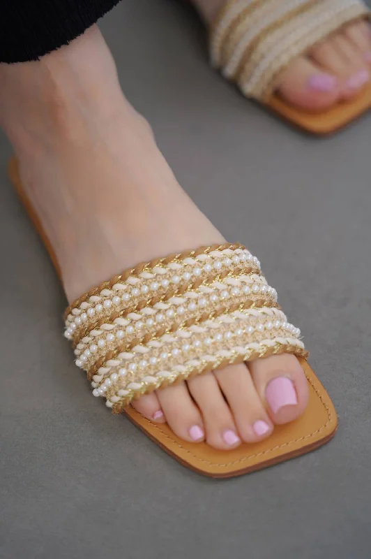 WOVEN PEARL SLIDES