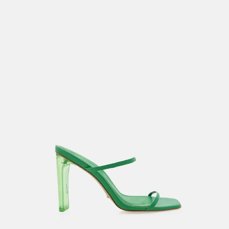 Yasara Block Heeled Mule In Green