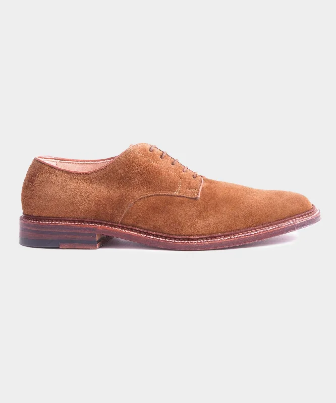 Alden Unlined Suede Plain Toe Blucher In Snuff