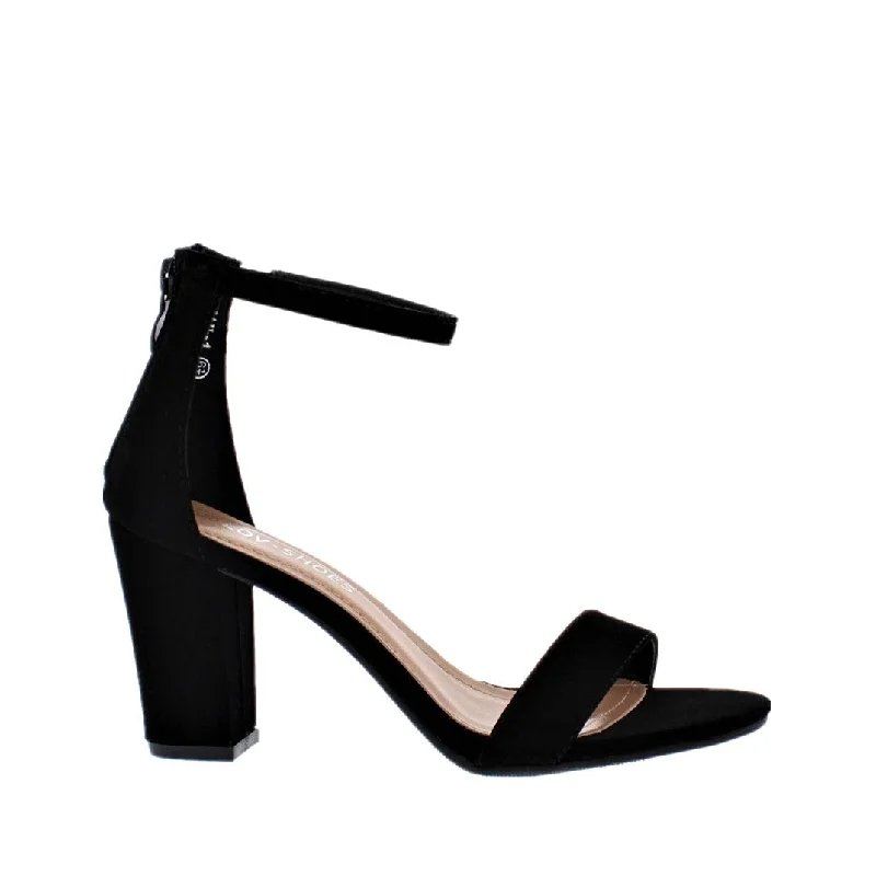 Ankle Strap Mid Chunky Heel (BLACK)