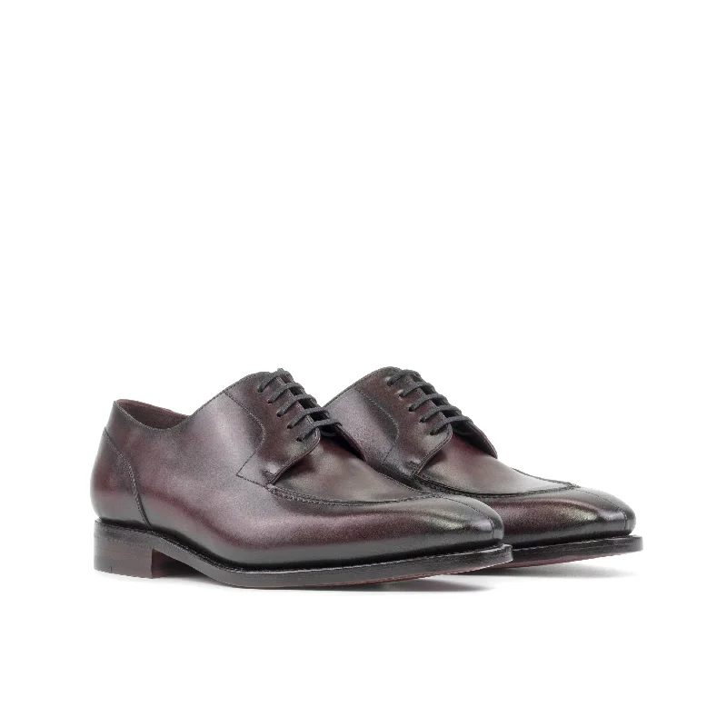 Burgundy Box Calf Leather Split Toe Derby