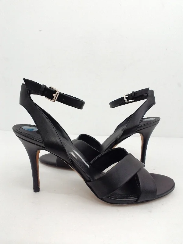 DKNY Women's Dress Heeled Leather Black Sandal Size 9 M