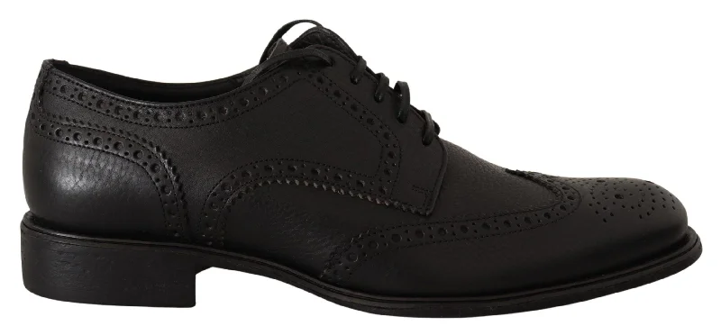 Dolce & Gabbana Elegant  Leather Derby Wingtip Men's Shoes