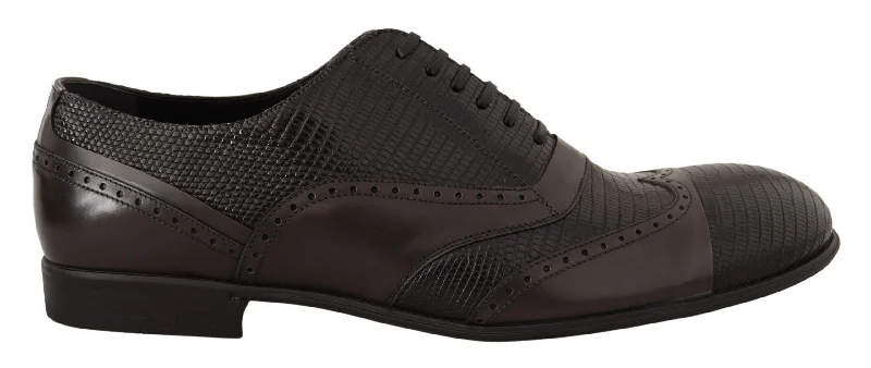 Dolce & Gabbana Elegant  Lizard Leather Oxford Men's Shoes