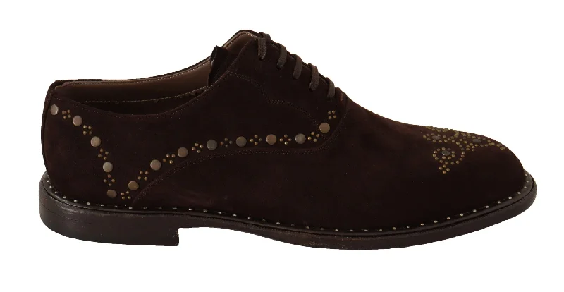 Dolce & Gabbana Elegant  Suede Studded Derby Men's Shoes