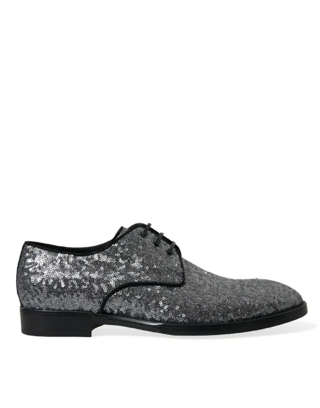 Dolce & Gabbana Exquisite Sequined Derby Dress Men's Shoes