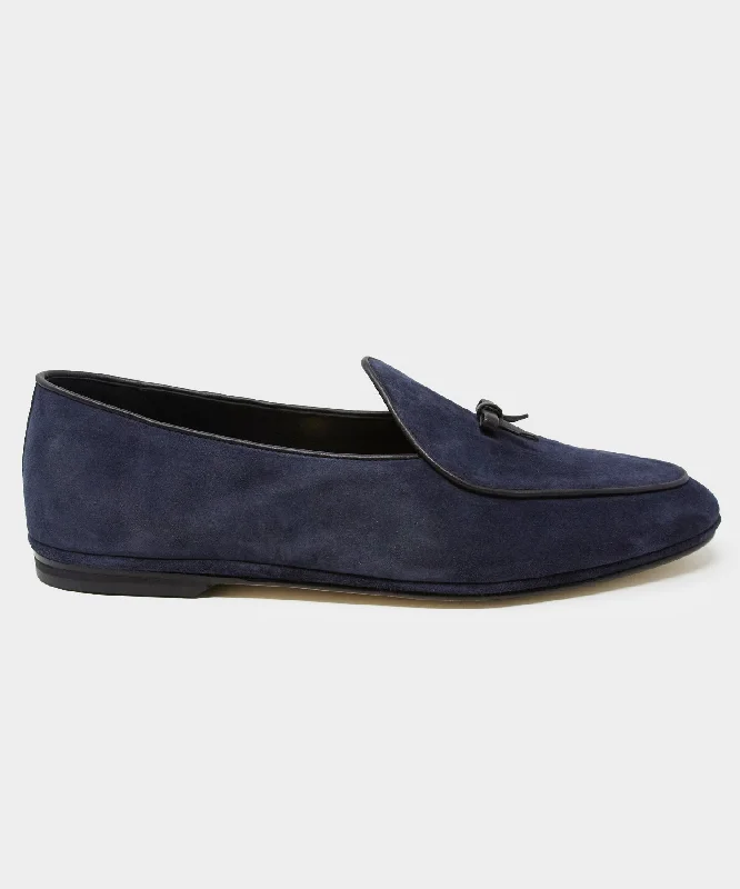 Todd Snyder x Rubinacci Belgian Suede Loafer in Navy