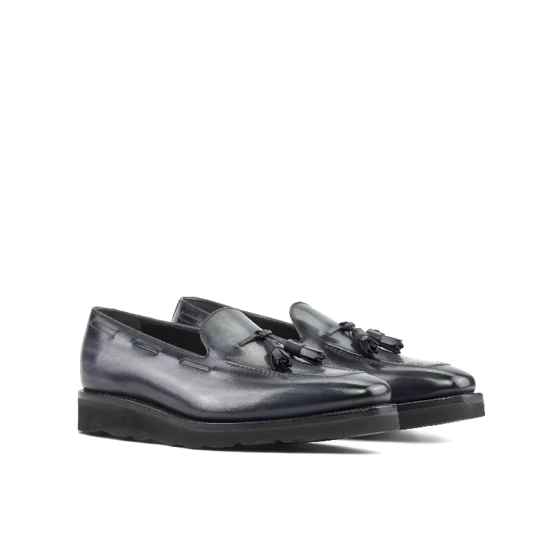 Grey Patina Leather Tassel Loafer