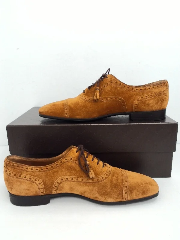 GUCCI Men's  Cuir/Queen Cambridge Tan Suede Oxfords Size 8