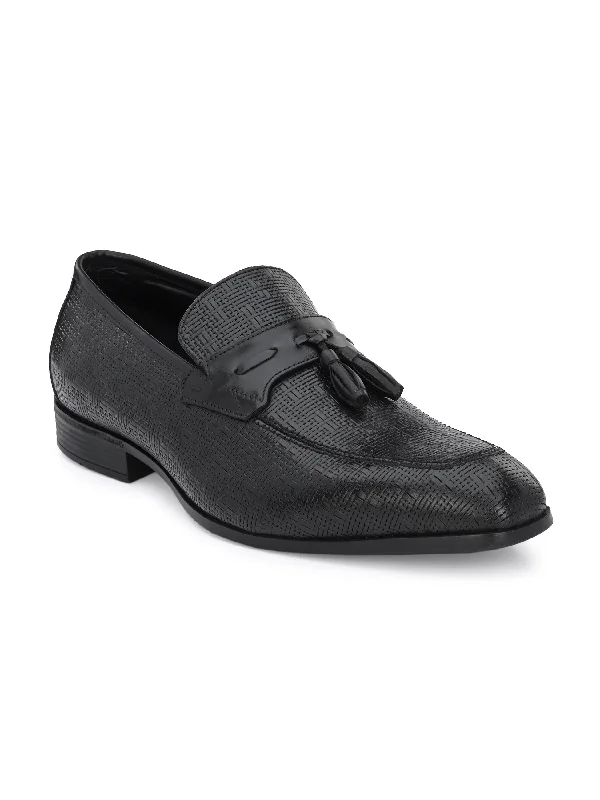 Hitz Men's Black Leather Derby Formal Shoes