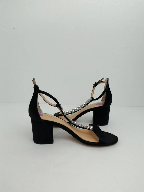 Jewel Badgley Mischka Lindsey Block-Heel Evenig Black Sandals Size 5 M