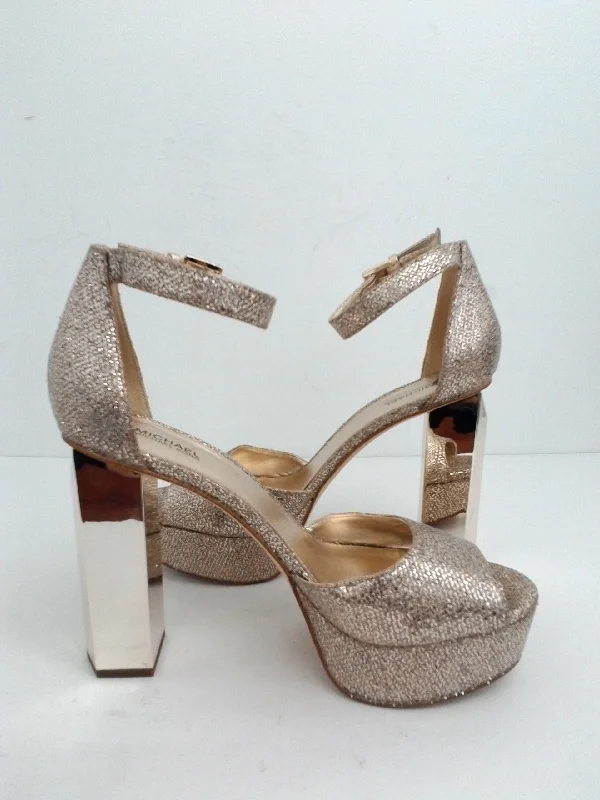 MICHAEL Michel Kors Women's Petra Glitter Block-Heel Platform Sandal Size 8.5 M