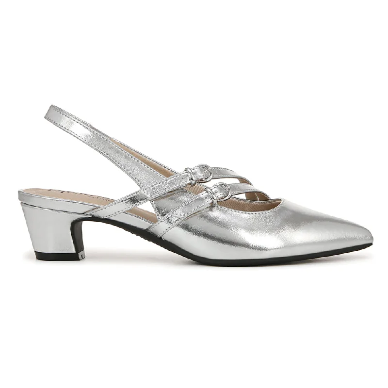 Monique Metallic Pointed Toe Slingback Pumps