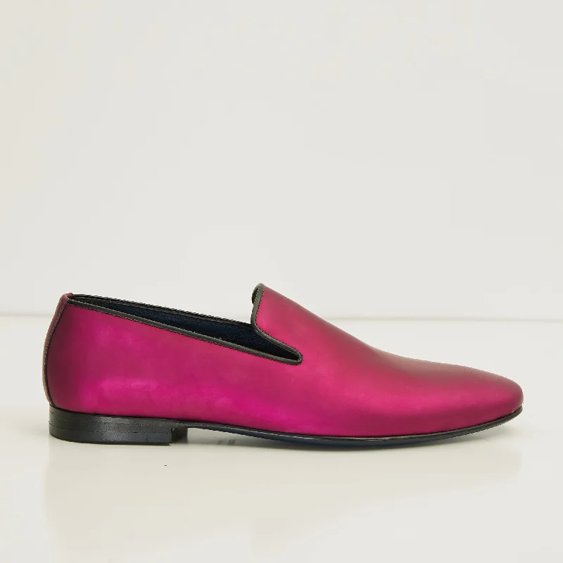 The Formal Leather Loafer - Metallic Fuchsia