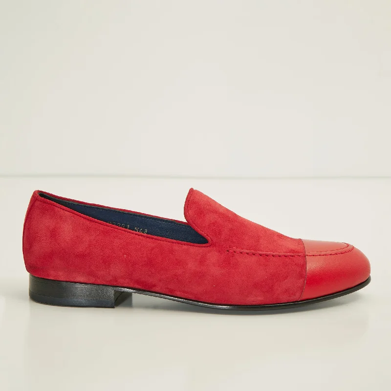 The ''Dipped Toe'' Formal Leather Loafer  - Valentine Red