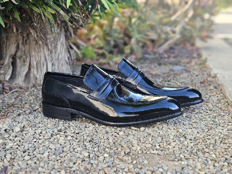 Patent Leather Tuxedo Penny Loafer