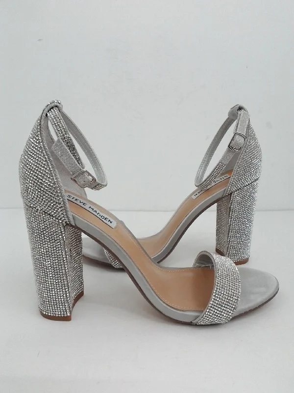 Steve Maden Women's Carrson Sandal Silver Block Heel Size 10 M