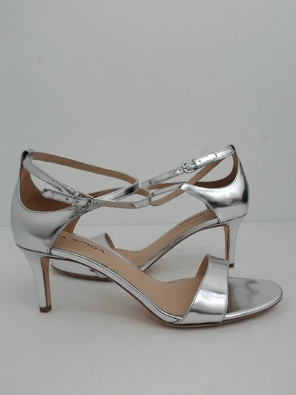 Via Spiga Women's Dress Heeled Silver Sandal Size 9 M