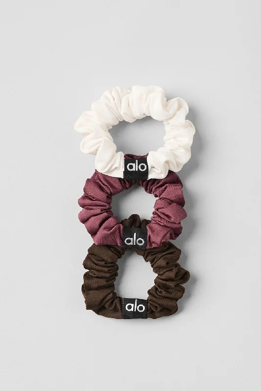 Fresh Mini Scrunchie 3-Pack - Burgundy Truffle/Espresso/Ivory