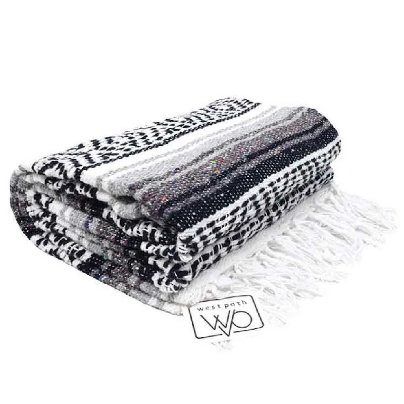 Black, Grey & White Mexican Falsa Blanket