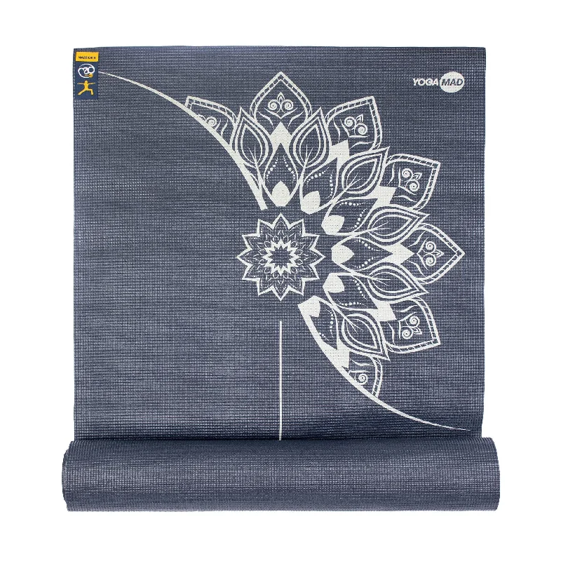 Fitness Mad Mandala Alignment Yoga Mat | 4mm Grey