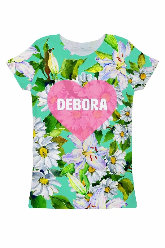 Flower Party Customized NAME Zoe Green T-Shirt - Women