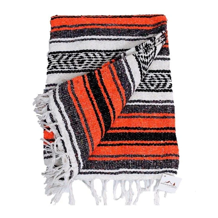 Orange & Black Mexican Falsa Blanket