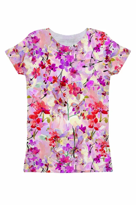 Orchid Caprice Zoe Purple Floral Print Designer Tee - Women