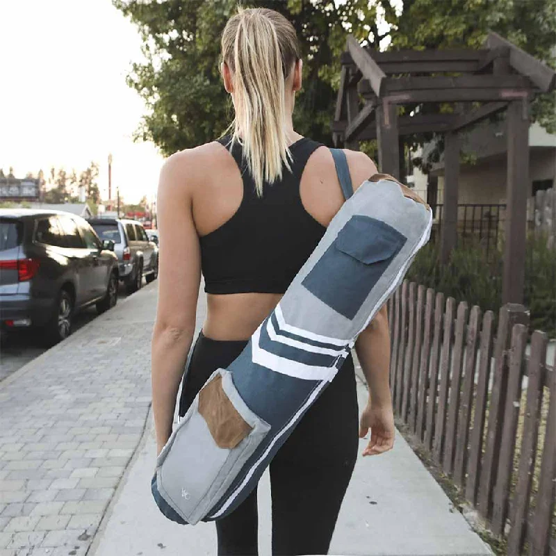 Organic Yoga Mat Bag - Blue & Grey