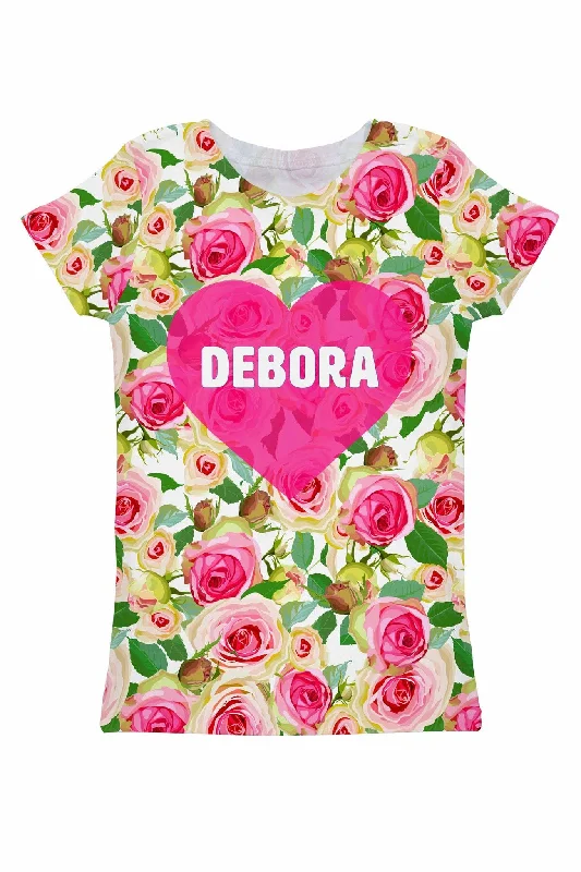 Rosarium Customized NAME Zoe Floral T-Shirt - Women