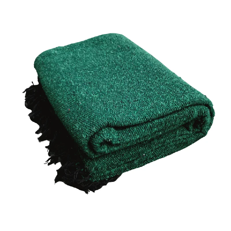 Solid Dark Green Mexican Blanket